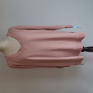 MTA Sport V Neck Long Sleeve Split Hem Tunic Size 1X Pink Purple NWT